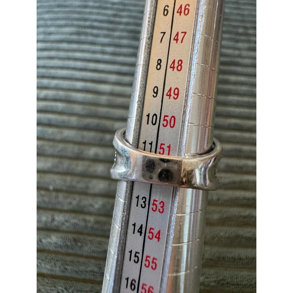 925 Sterling Silver Diamond Accent Ring, Wide Band, Size 6, RJ6, Statement‎ Ring